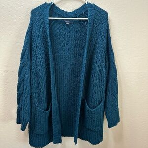 American Eagle Outfitters Teal Open-Front Cardigan